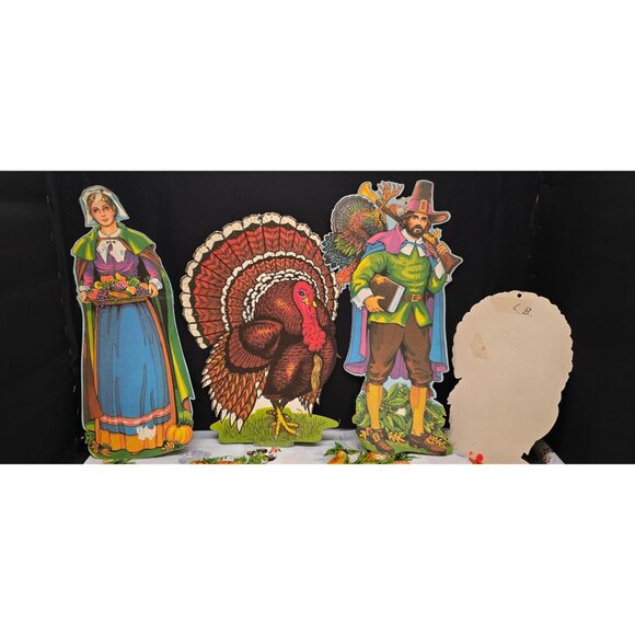 Vintage 1970s Beistle Co Thanksgiving Pilgrim Turkey Die Cuts - Picture 12 of 16